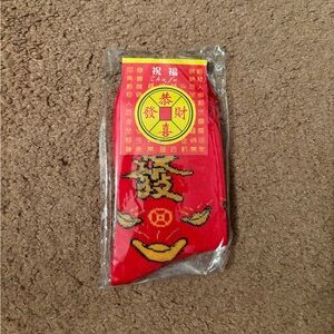 CHINESE LUCKY RED SOCKS cny red sock casual shiny comfortable new cozy mid heig